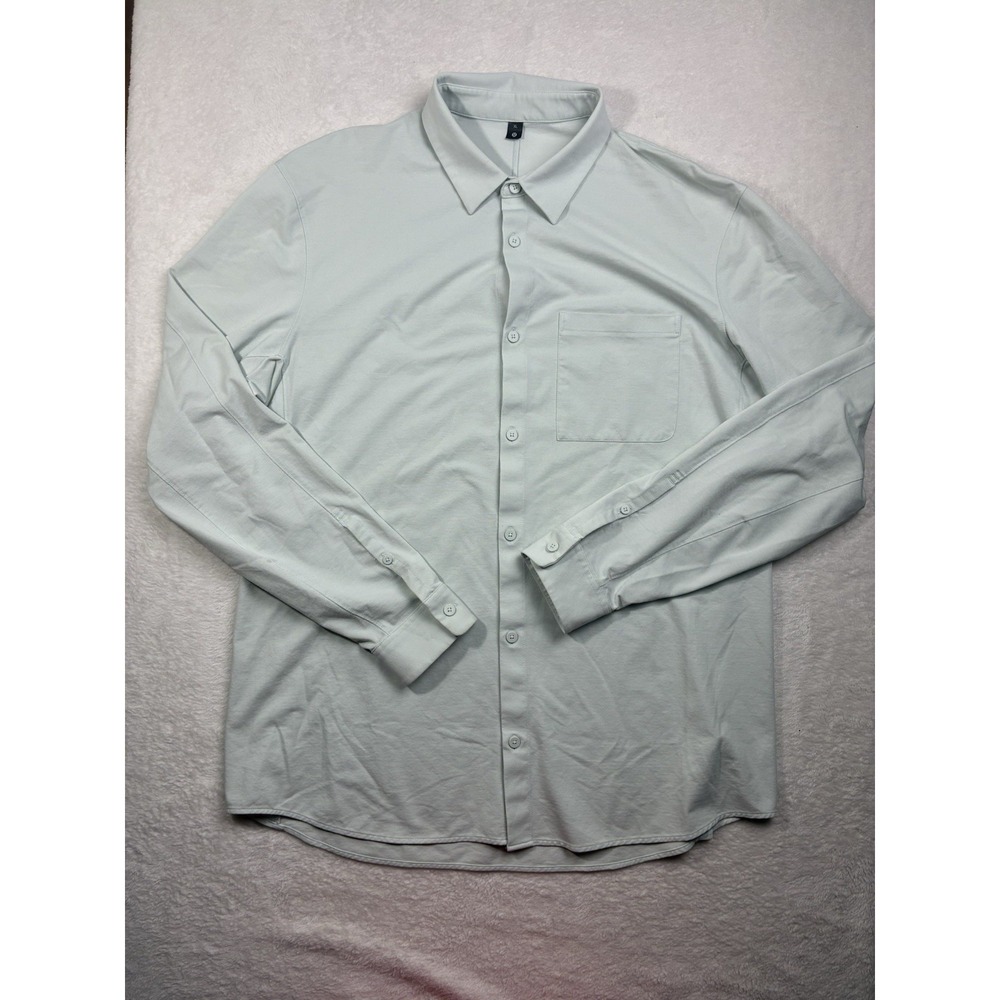 Lululemon Mens Commission Long Sleeve Shirt XL Light Green Preowned Pique